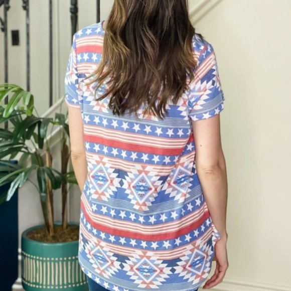 Women's Top AZTEC STAR V NECK Tunic - Picture 4 of 4